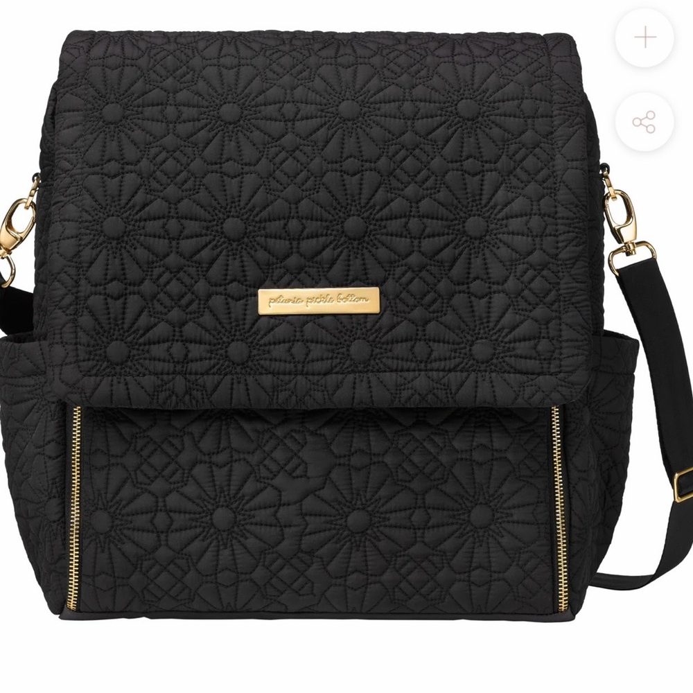Petunia Pickle Bottom Black Floral Quilted Baby Bag